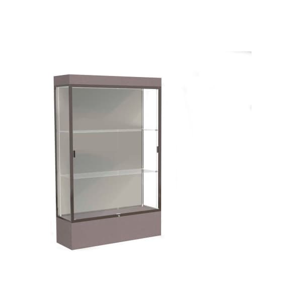 Waddell Display Case Of Ghent Edge Lighted Floor Case, Harbor Back, Dark Bronze Frame, 12" Morro Zephyr Base, 48"W x 76"H x 20"D 94LFHB-BZ-MZ - main